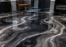 Illustrative black and silver metallic epoxy floor