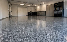 Illustrative decorative flake garage floor